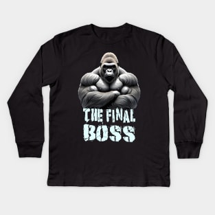 The Final Boss Silverback Gorilla Design Kids Long Sleeve T-Shirt